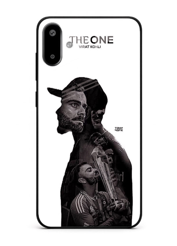 Monochrome cricket silhouette artwork printed on premium tempered glass Samsung F06 5G back cover