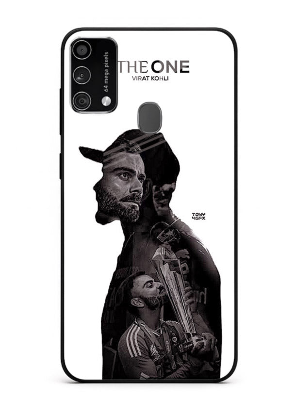 Monochrome cricket silhouette artwork printed on premium tempered glass Samsung F41 back cover