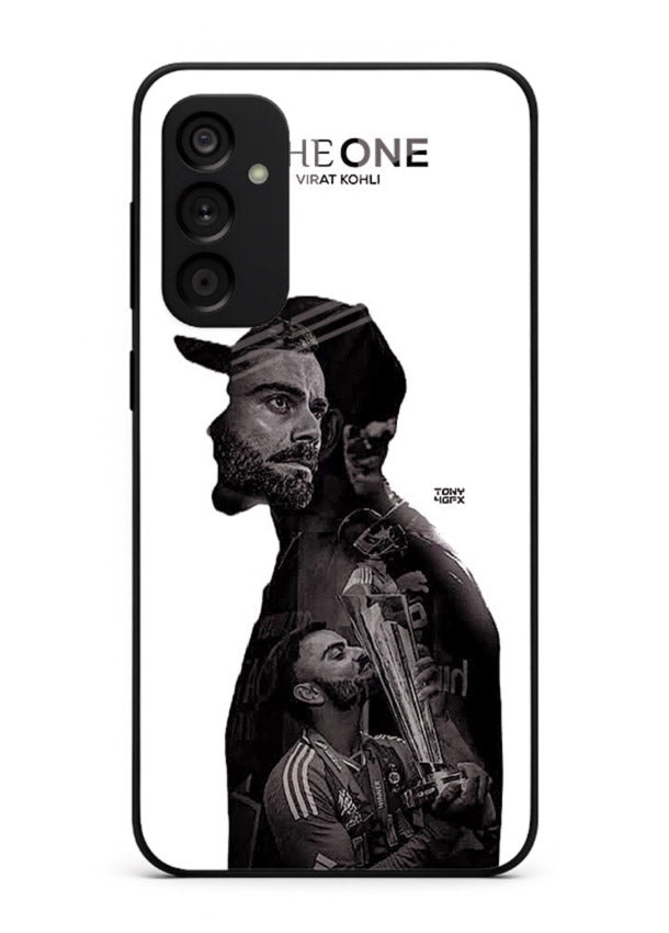 Monochrome cricket silhouette artwork printed on premium tempered glass Samsung A15 5G back cover