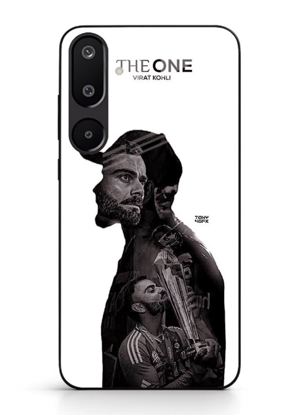Monochrome cricket silhouette artwork printed on premium tempered glass Samsung F16 5G back cover