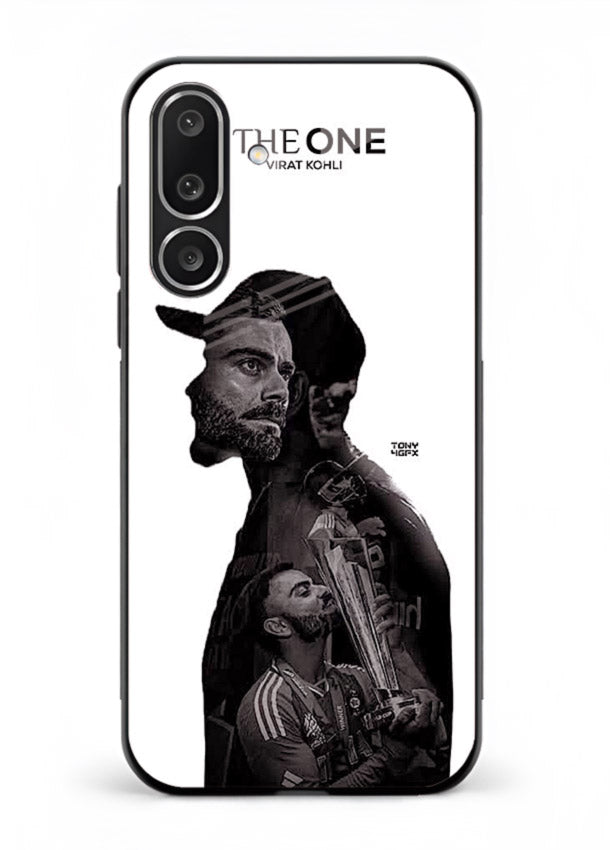 Monochrome cricket silhouette artwork printed on premium tempered glass Samsung F56 5G back cover