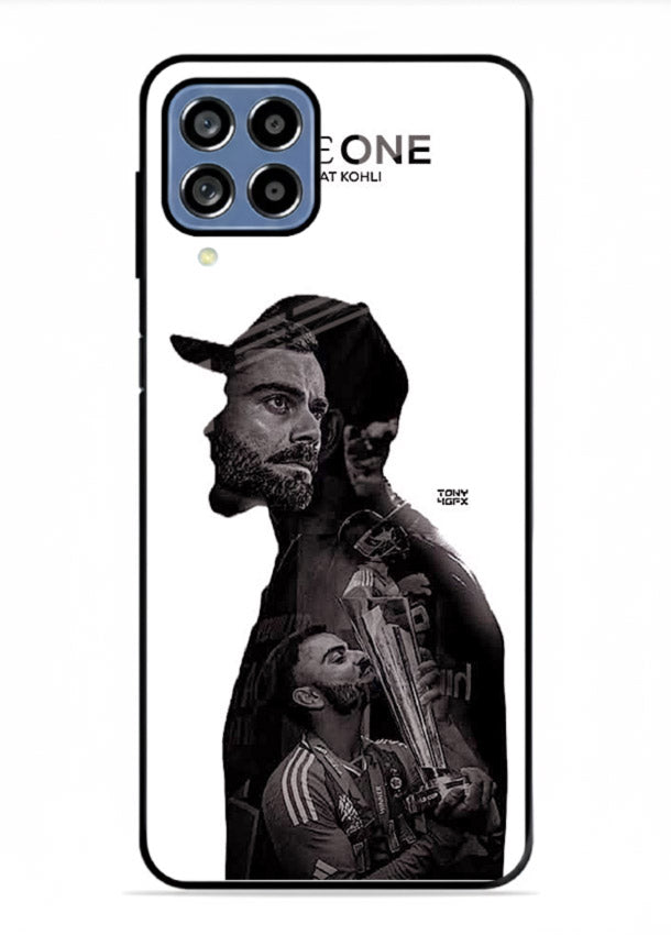 Monochrome cricket silhouette artwork printed on premium tempered glass Samsung M53 5G back cover