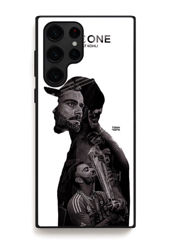Monochrome cricket silhouette artwork printed on premium tempered glass Samsung S22 Ultra back cover