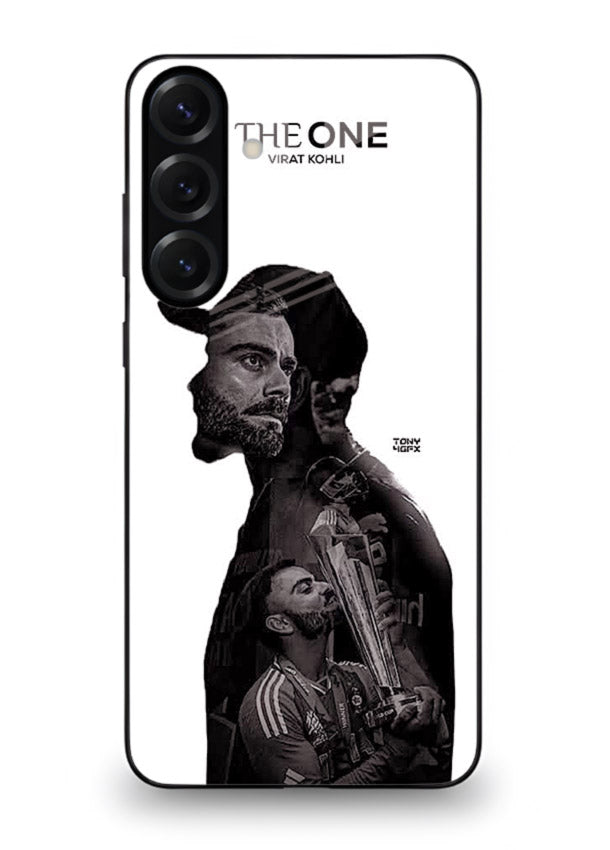 Monochrome cricket silhouette artwork printed on premium tempered glass Samsung A56 5G back cover