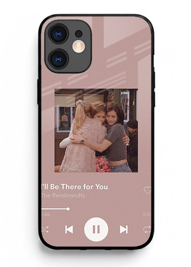 Music player themed artwork printed on glossy tempered glass iPhone 11 back cover