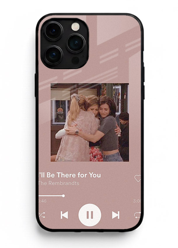 Music player themed artwork printed on glossy tempered glass iPhone 16 Pro Max back cover