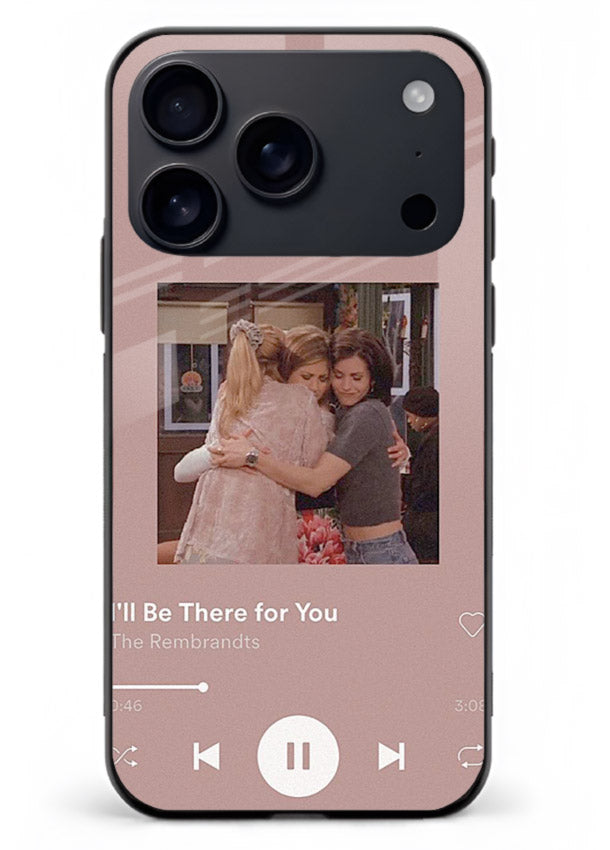 Music player themed artwork printed on glossy tempered glass iPhone 18 Pro Max back cover