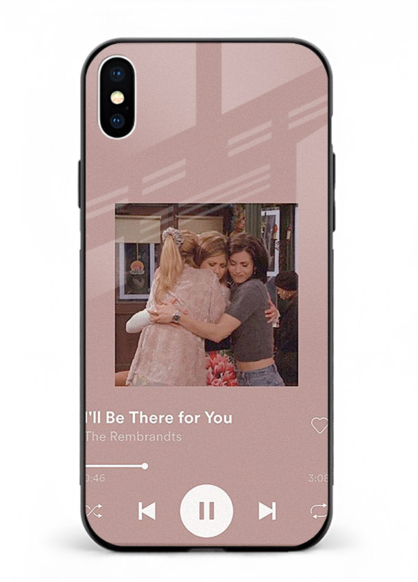 Music player themed artwork printed on glossy tempered glass iPhone XS Max back cover