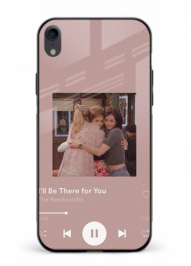 Music player themed artwork printed on glossy tempered glass iPhone XR back cover