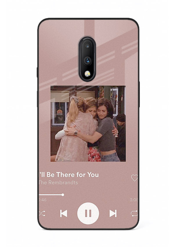 Music player themed artwork printed on glossy tempered glass OnePlus 7 back cover
