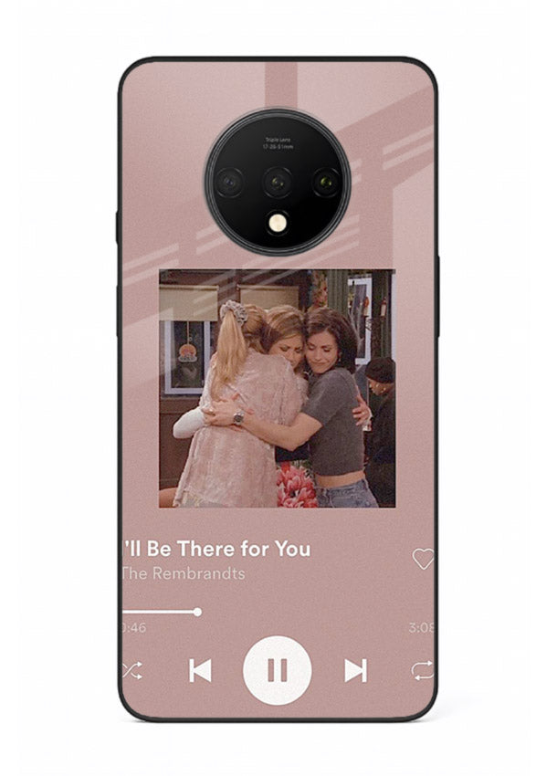 Music player themed artwork printed on glossy tempered glass OnePlus 7T back cover