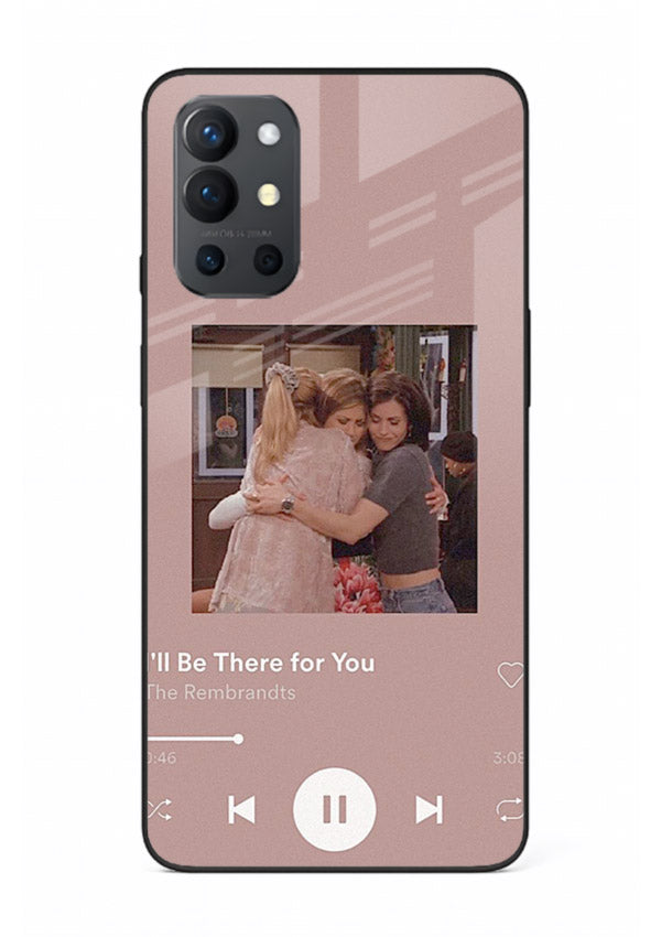 Music player themed artwork printed on glossy tempered glass OnePlus 9R back cover