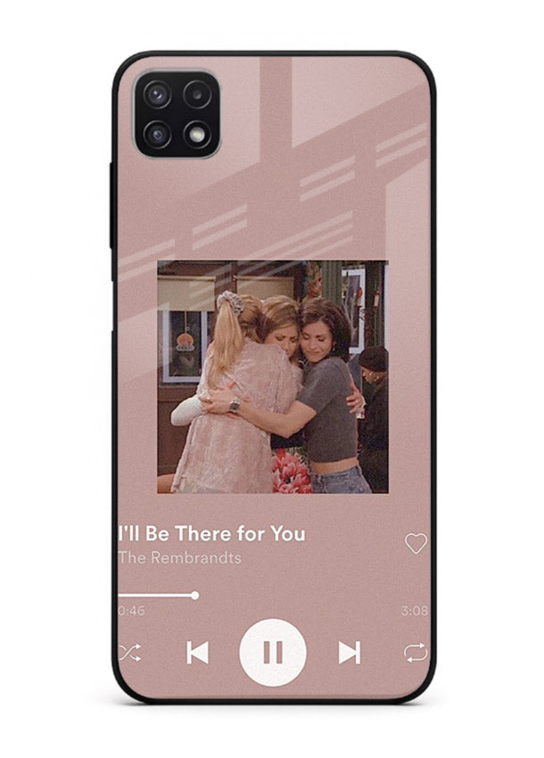 Music player themed artwork printed on glossy tempered glass Samsung F42 5G back cover