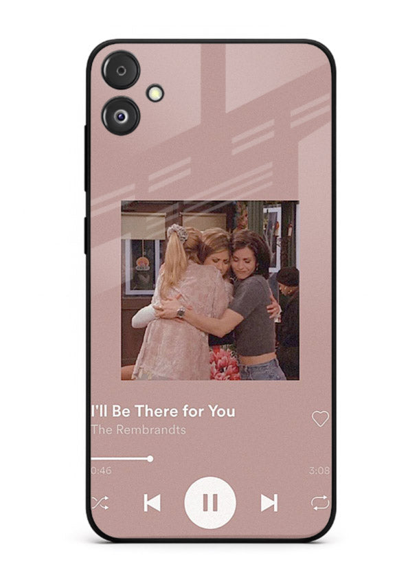 Music player themed artwork printed on glossy tempered glass Samsung F14 5G back cover