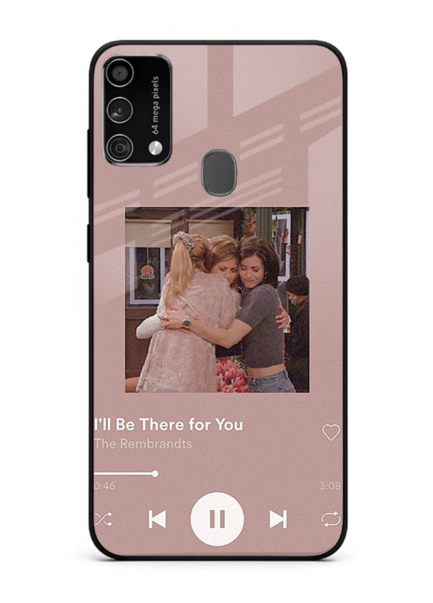Music player themed artwork printed on glossy tempered glass Samsung F41 back cover