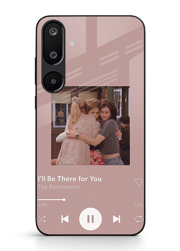 Music player themed artwork printed on glossy tempered glass Samsung M16 5G back cover