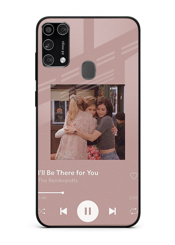Music player themed artwork printed on glossy tempered glass Samsung M31 Prime back cover