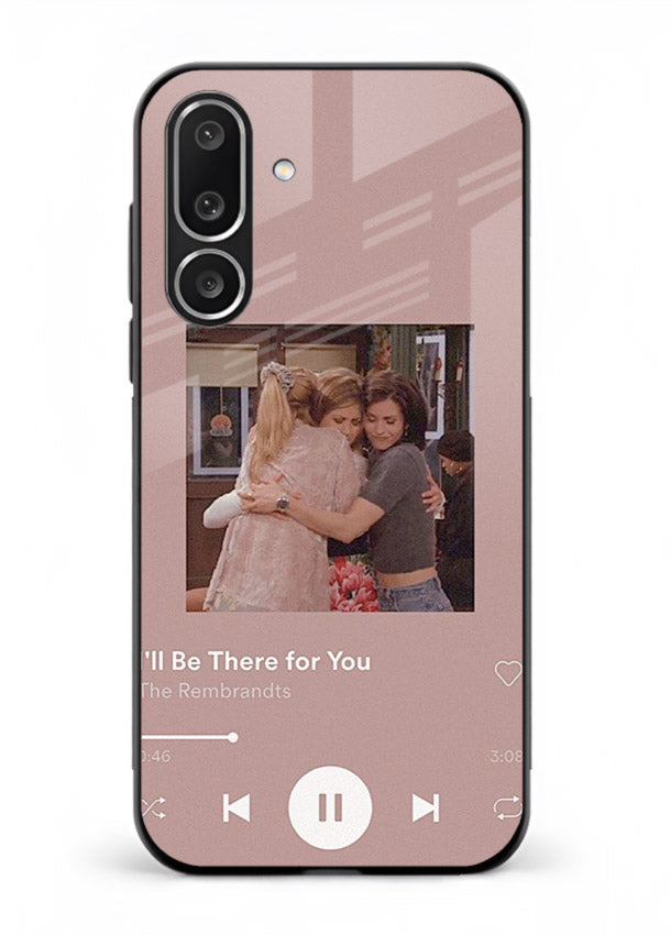 Music player themed artwork printed on glossy tempered glass Samsung F56 5G back cover