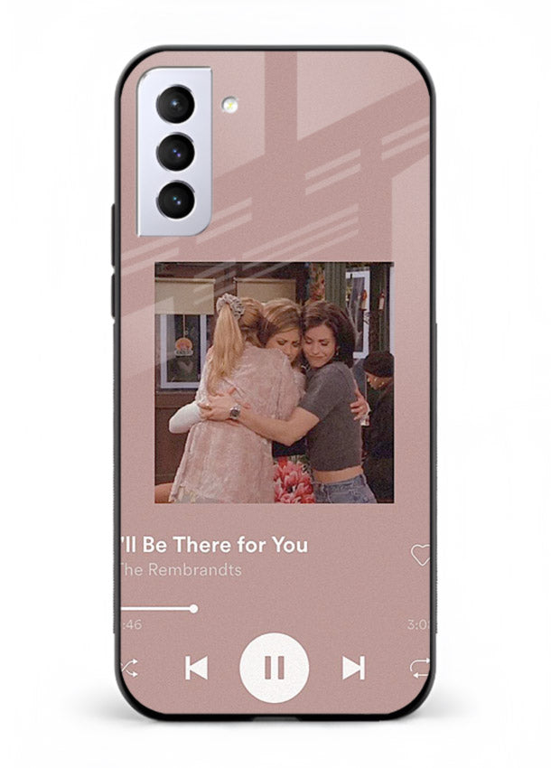 Music player themed artwork printed on glossy tempered glass Samsung S21 FE back cover