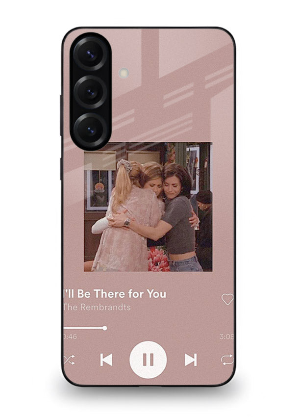 Music player themed artwork printed on glossy tempered glass Samsung S23 FE back cover