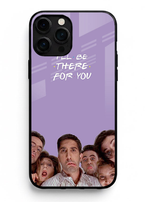 Purple friends quote artwork printed on premium tempered glass iPhone 13 Pro Max back cover