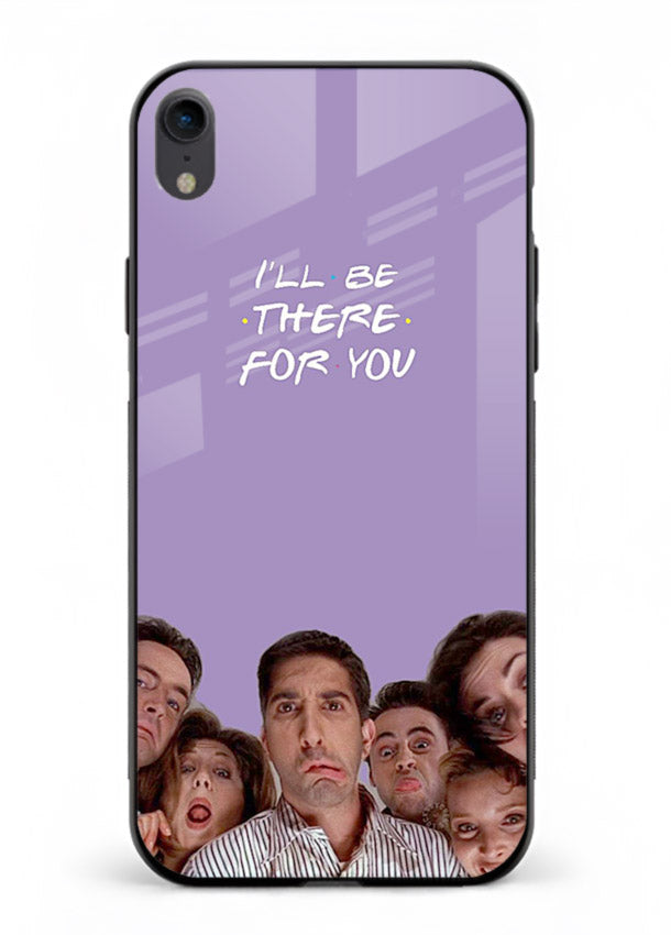Purple friends quote artwork printed on premium tempered glass iPhone XR back cover