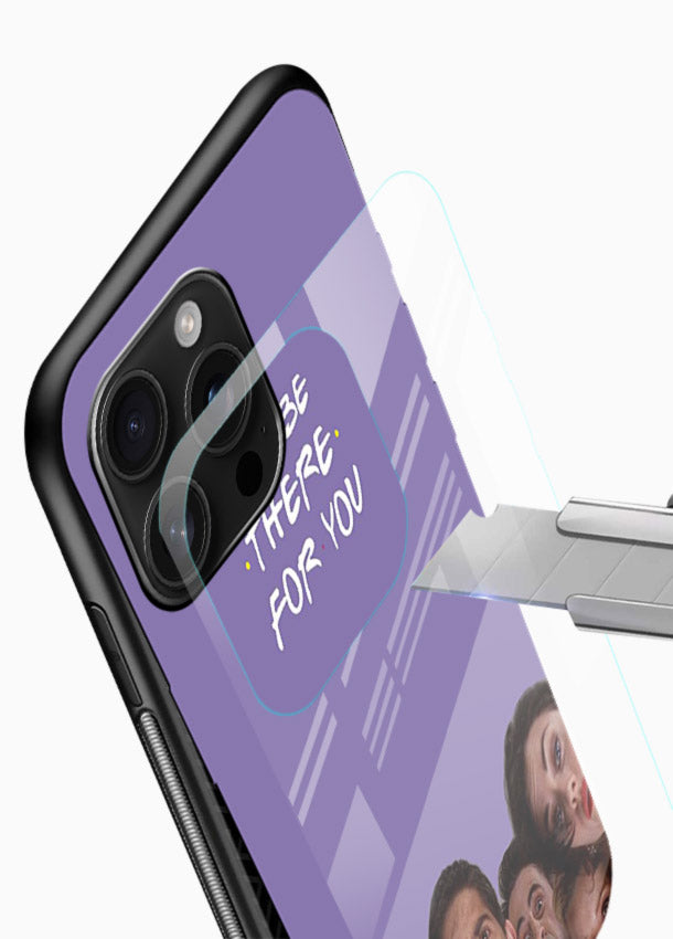Purple friends quote artwork printed on premium tempered glass phone back cover - 4