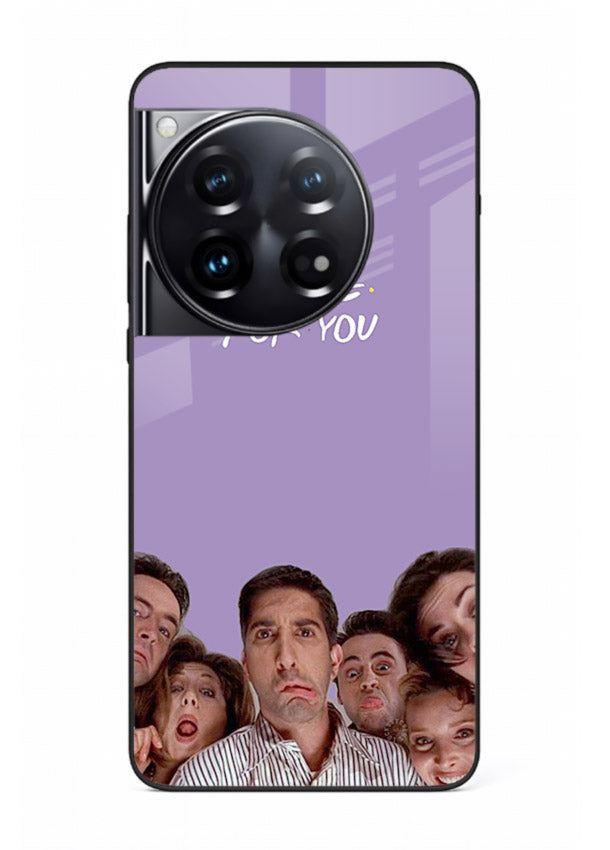 Purple friends quote artwork printed on premium tempered glass OnePlus 12 back cover