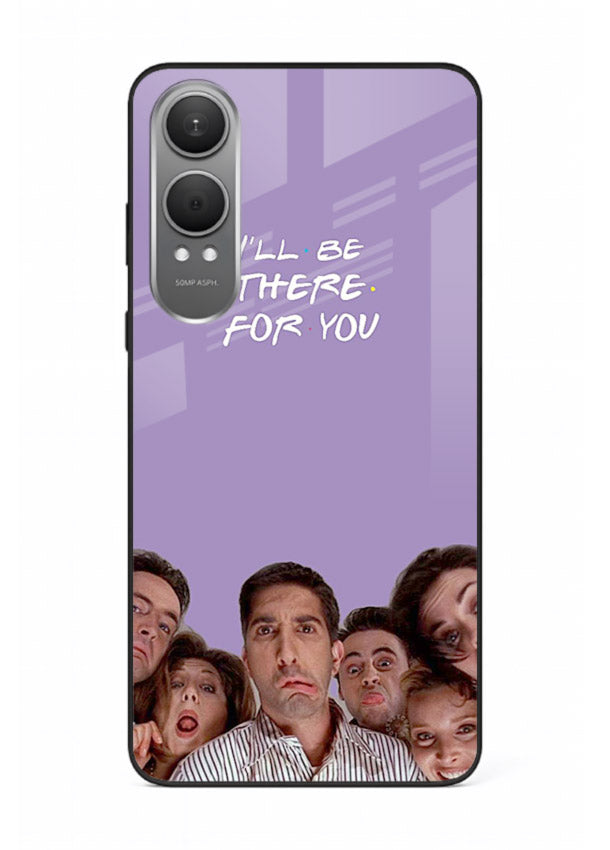 Purple friends quote artwork printed on premium tempered glass OnePlus Nord CE4 Lite back cover