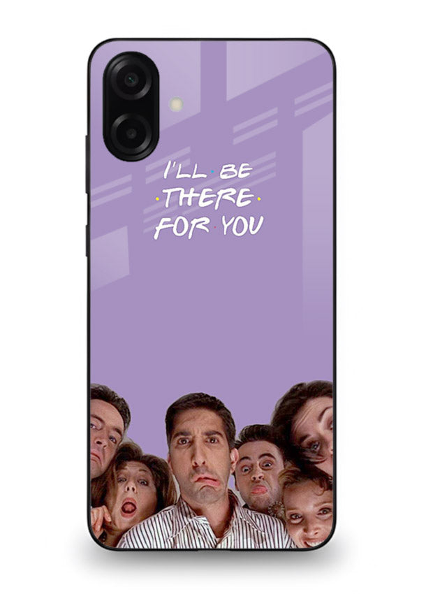 Purple friends quote artwork printed on premium tempered glass Samsung M13 5G back cover