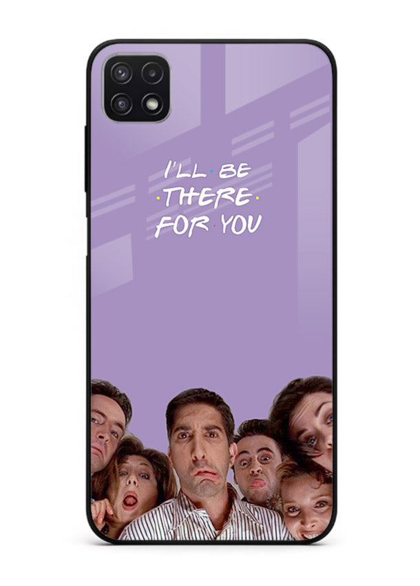 Purple friends quote artwork printed on premium tempered glass Samsung F42 5G back cover