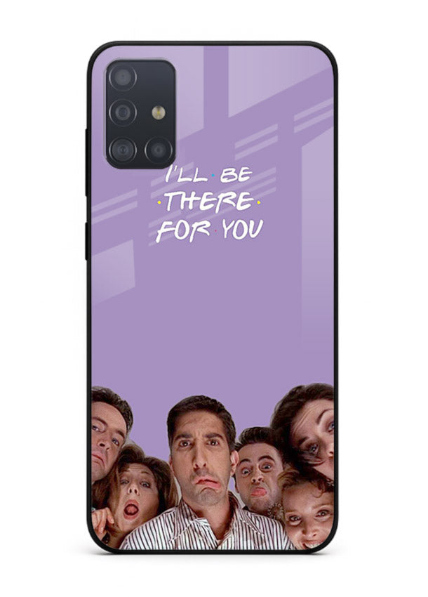 Purple friends quote artwork printed on premium tempered glass Samsung A71 back cover
