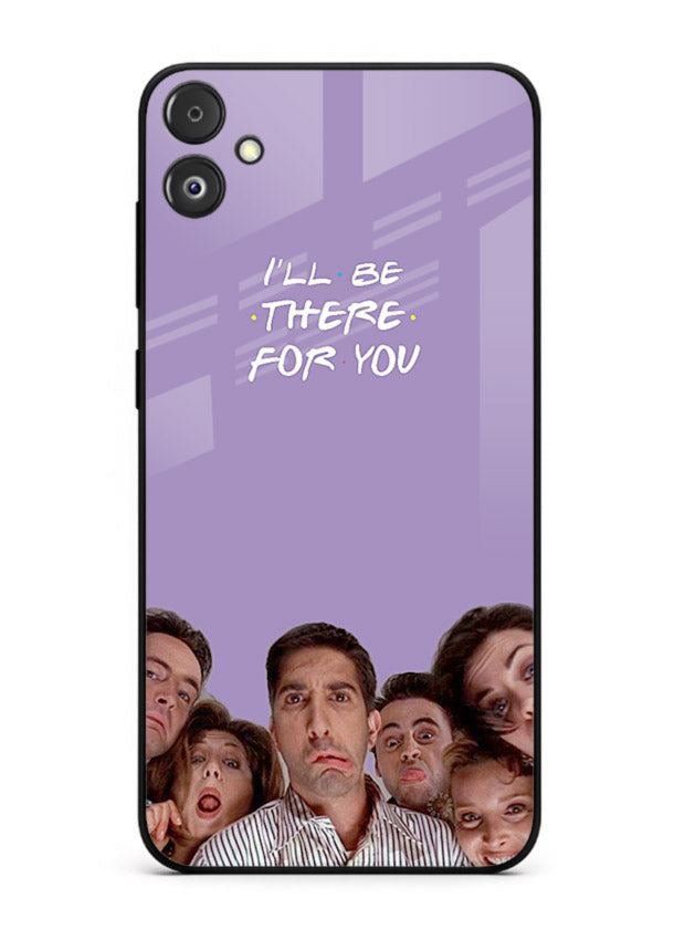 Purple friends quote artwork printed on premium tempered glass Samsung F14 5G back cover
