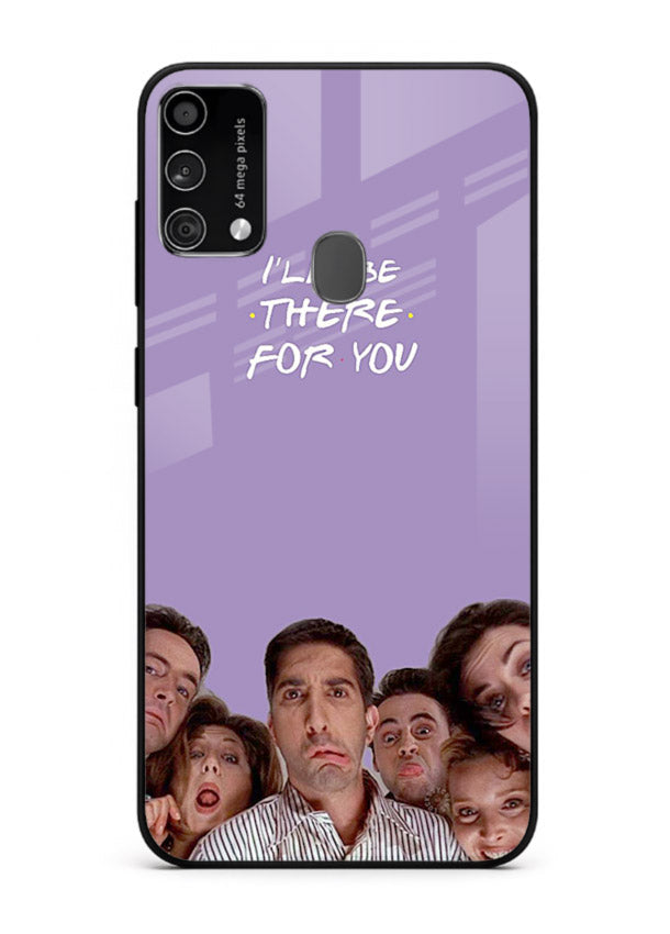 Purple friends quote artwork printed on premium tempered glass Samsung F41 back cover