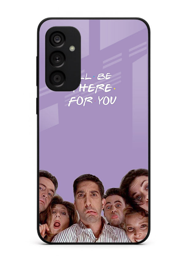 Purple friends quote artwork printed on premium tempered glass Samsung M13 4G back cover