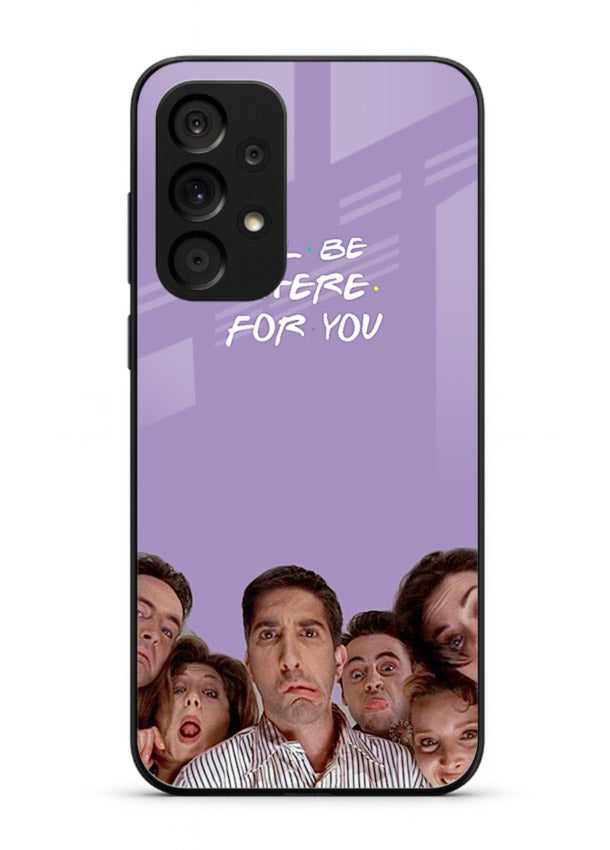 Purple friends quote artwork printed on premium tempered glass Samsung A73 5G back cover