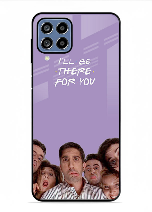 Purple friends quote artwork printed on premium tempered glass Samsung F12 5G back cover