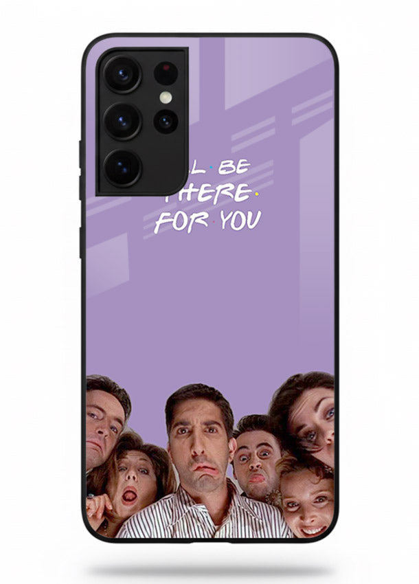 Purple friends quote artwork printed on premium tempered glass Samsung S21 Ultra back cover