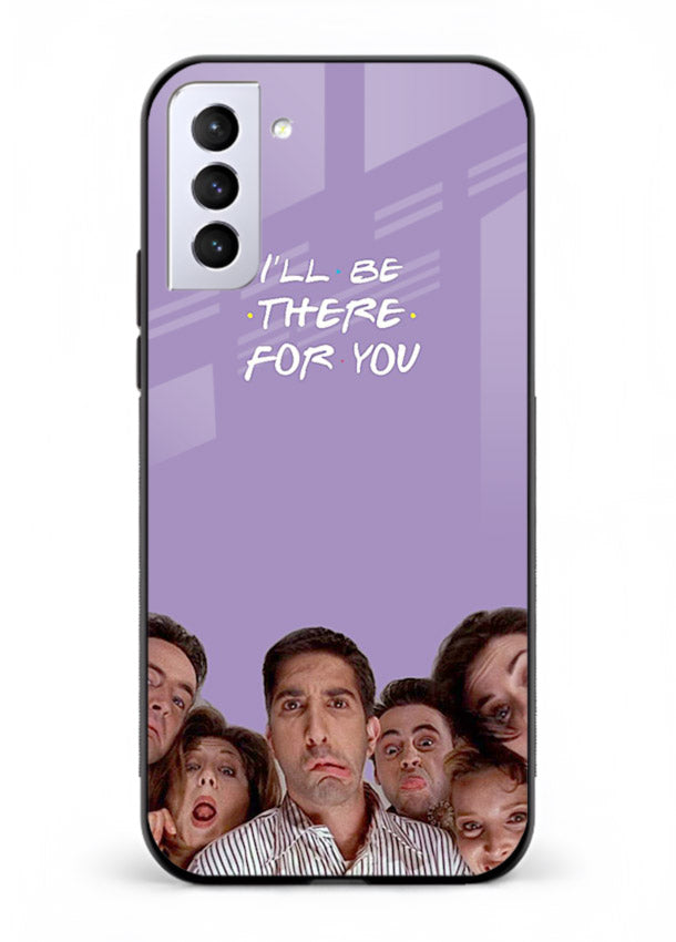 Purple friends quote artwork printed on premium tempered glass Samsung S21 Plus back cover