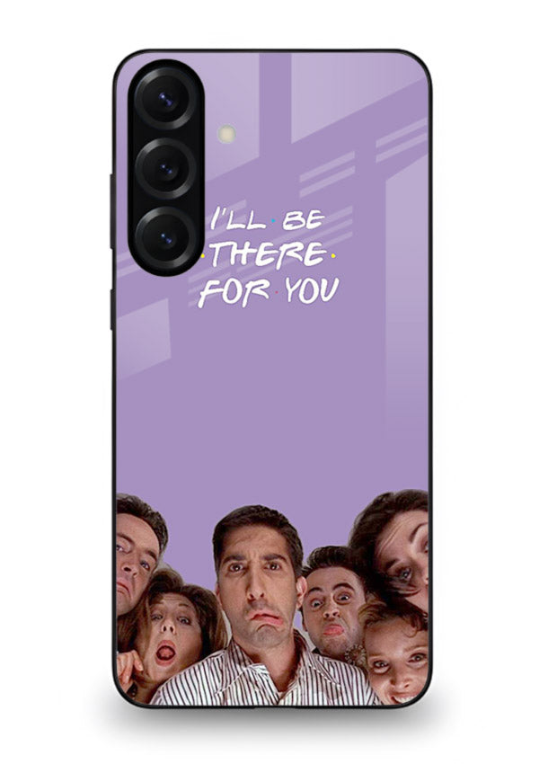 Purple friends quote artwork printed on premium tempered glass Samsung A16 5G back cover
