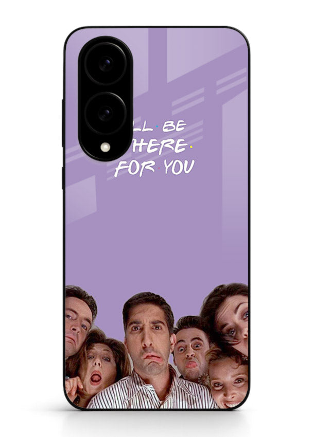 Purple friends quote artwork printed on premium tempered glass Samsung S25 Edge back cover