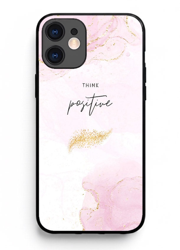 Pink cloudscape quote printed on iphone 12 glass back cover with calming tones.