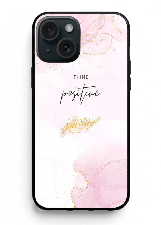 Pink cloudscape quote printed on iphone 14 plus glass back cover with calming tones.
