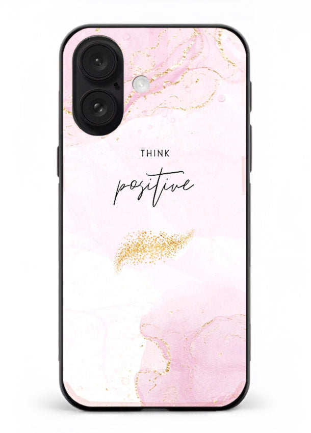 Pink cloudscape quote printed on iphone 16 glass back cover with calming tones.
