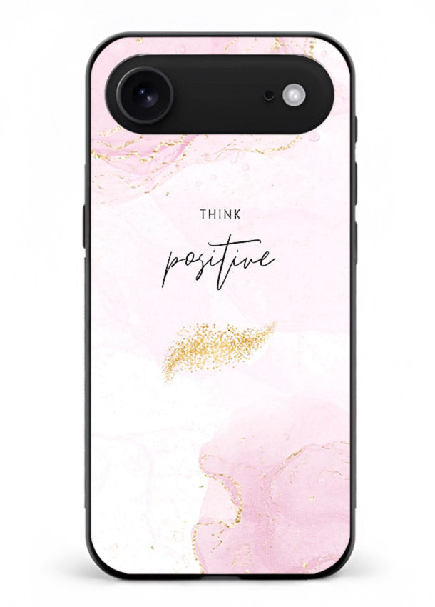 Pink cloudscape quote printed on iphone 18 air glass back cover with calming tones.