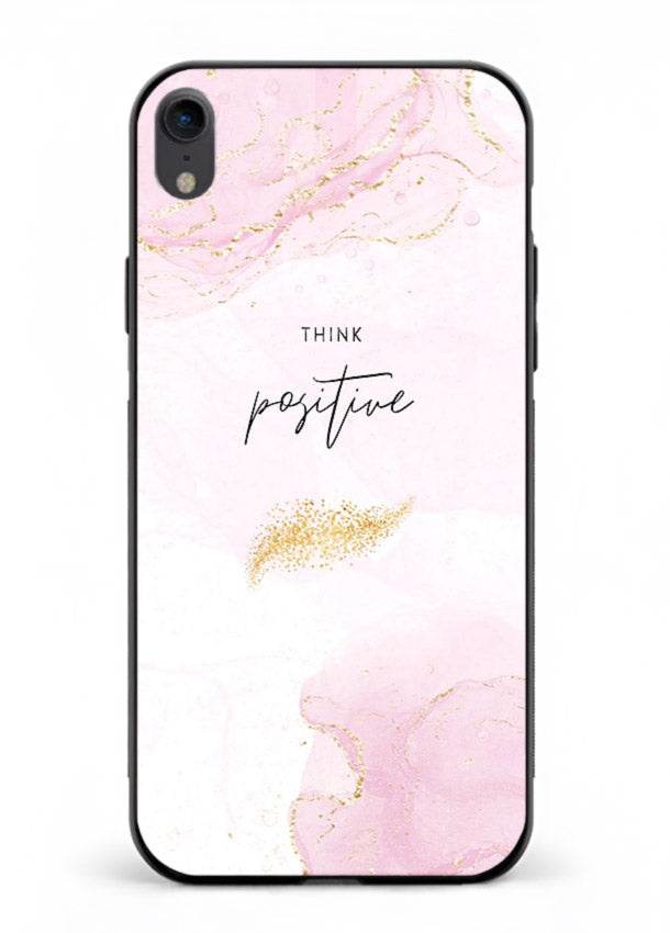 Pink cloudscape quote printed on iphone xr glass back cover with calming tones.
