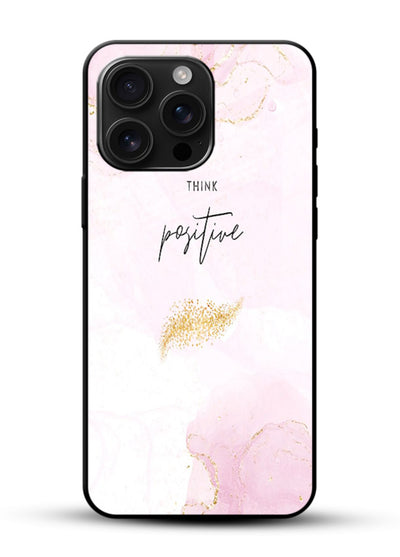 Pink cloudscape quote printed on glossy vibrant premium glass back cover with calming tones. - Angle Front