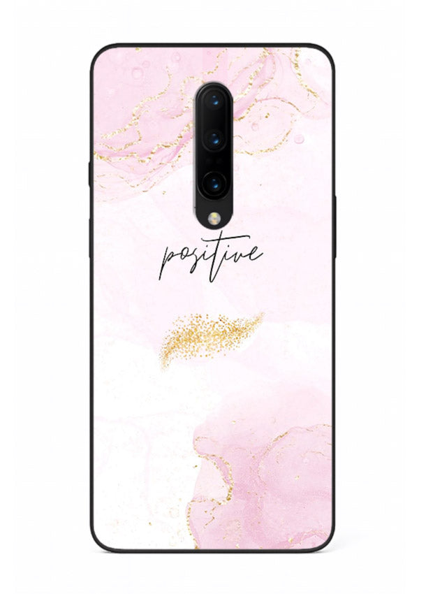 Pink cloudscape quote printed on OnePlus 8 glass back cover with calming tones.