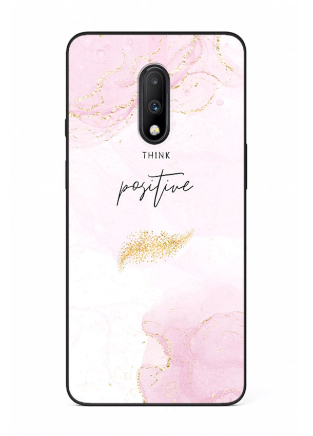 Pink cloudscape quote printed on OnePlus 7 glass back cover with calming tones.