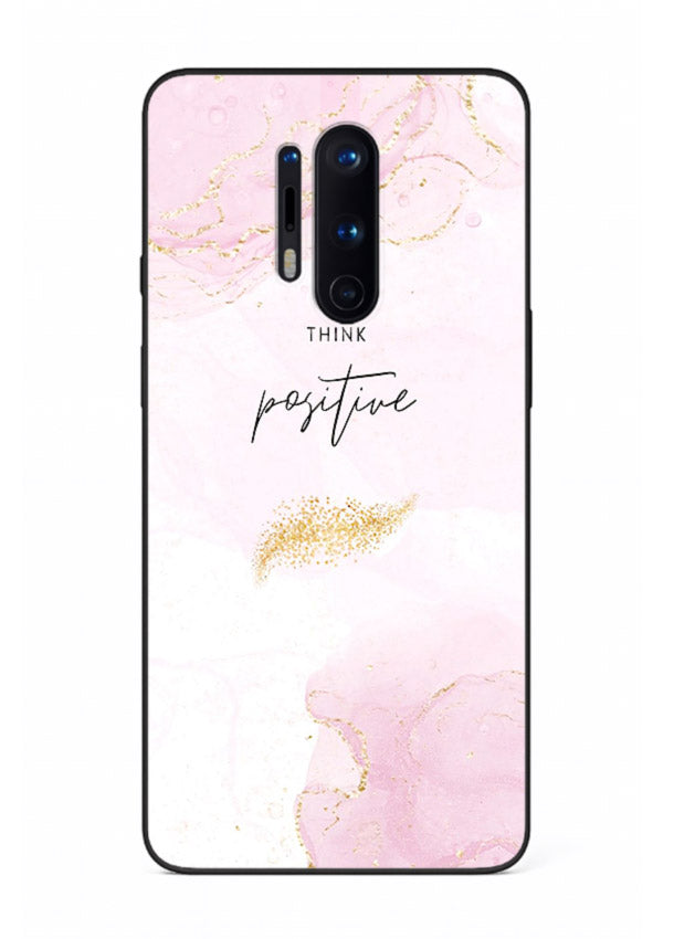 Pink cloudscape quote printed on OnePlus 8 Pro glass back cover with calming tones.